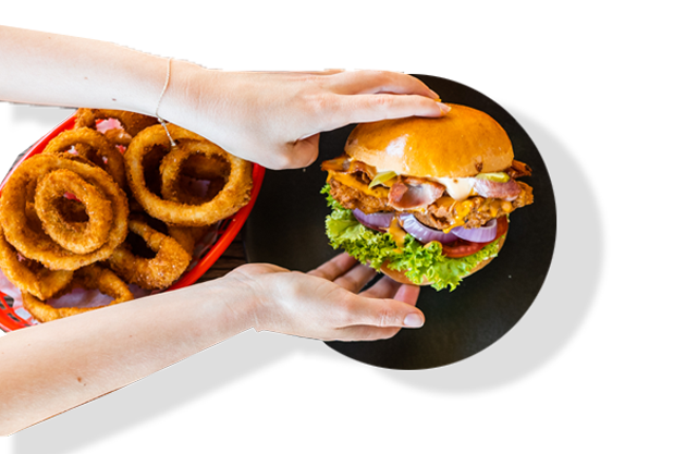 holding burger